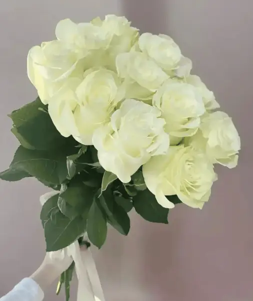 Букет из 11 белых роз под ленту